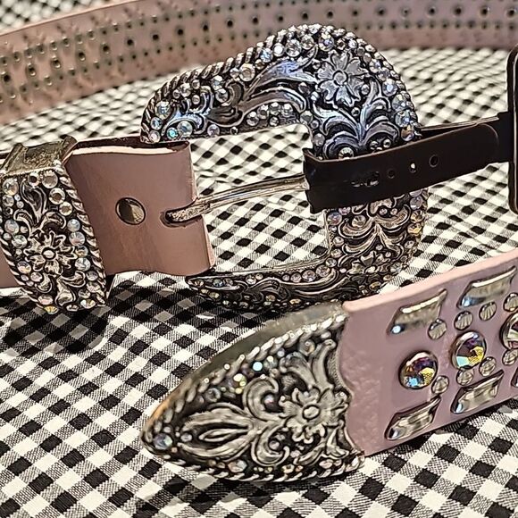 Nacoma ladies pink studded western belt size medium main image 4